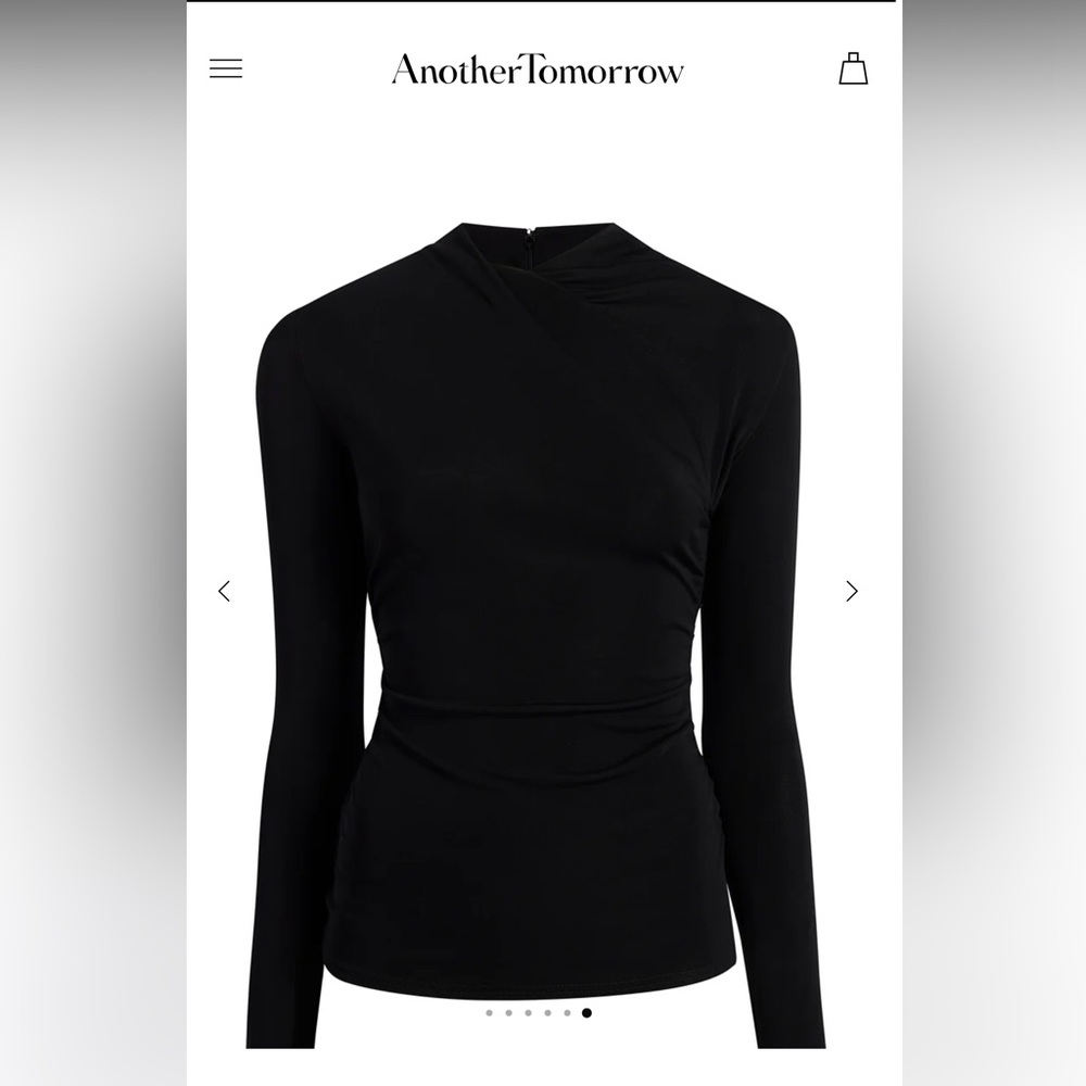 Another Tomorrow crossover neck top blouse 1 Elegant Black Women's Top